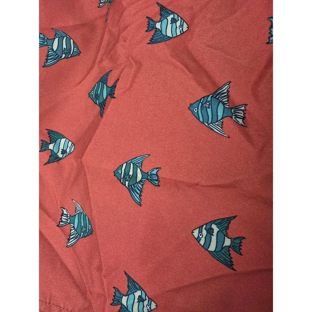 Lands‎ End Swim Trunks XL 40/42 Mens Fish Print Mesh Lined Pockets Beach Lake